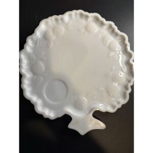 Hazel Atlas Tree of Life Milk Glass Snack Plate‎